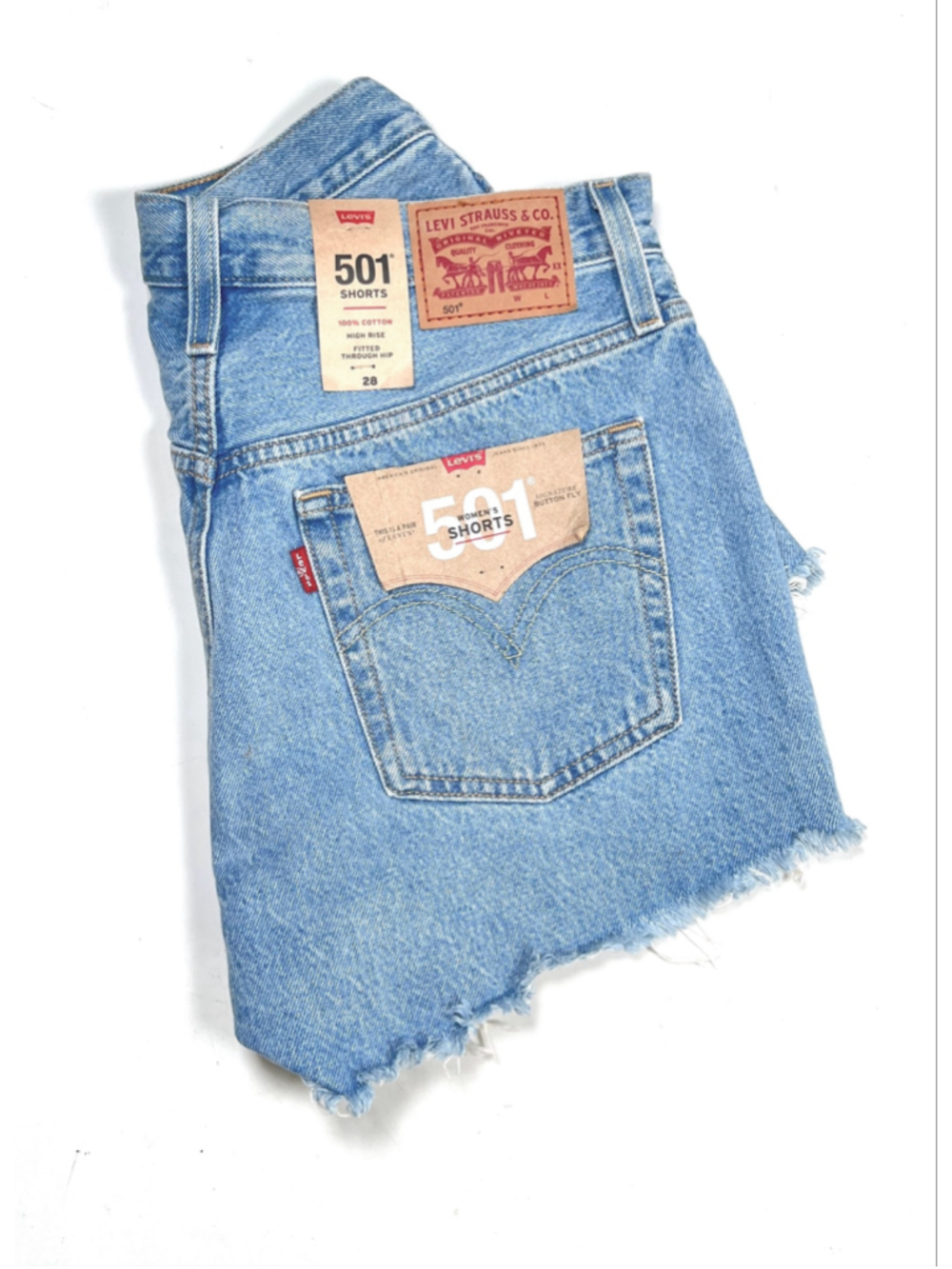NWT Levi's 501 High Rise Jean Shorts Blue Size 28 Cotton